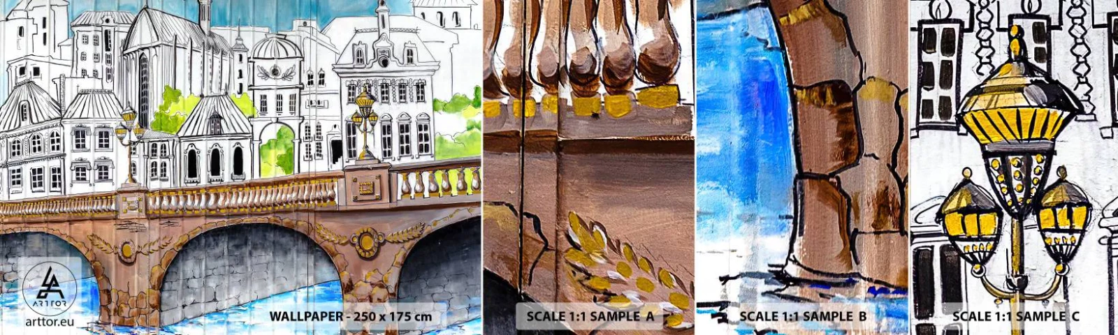 Fototapeta Vzorek Standard Eco - Město jako malované - Graffiti, Francie, Architektura - 100x30 cm