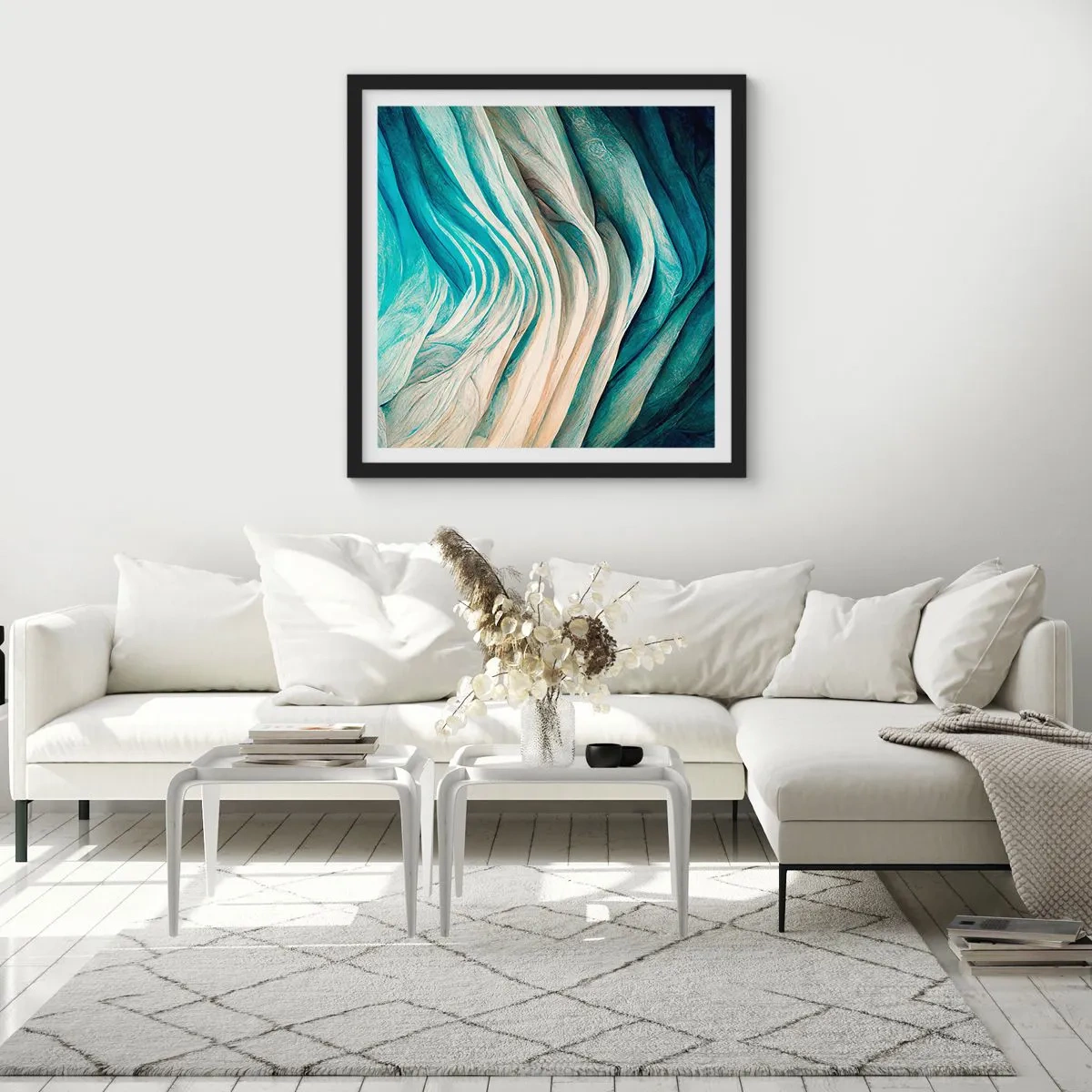 Plakát v černém rámu - Modrá neukojitelnost - 60x60 cm