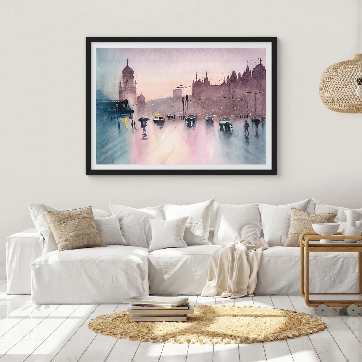 Plakát v černém rámu - V deštivém oparu - 50x40 cm