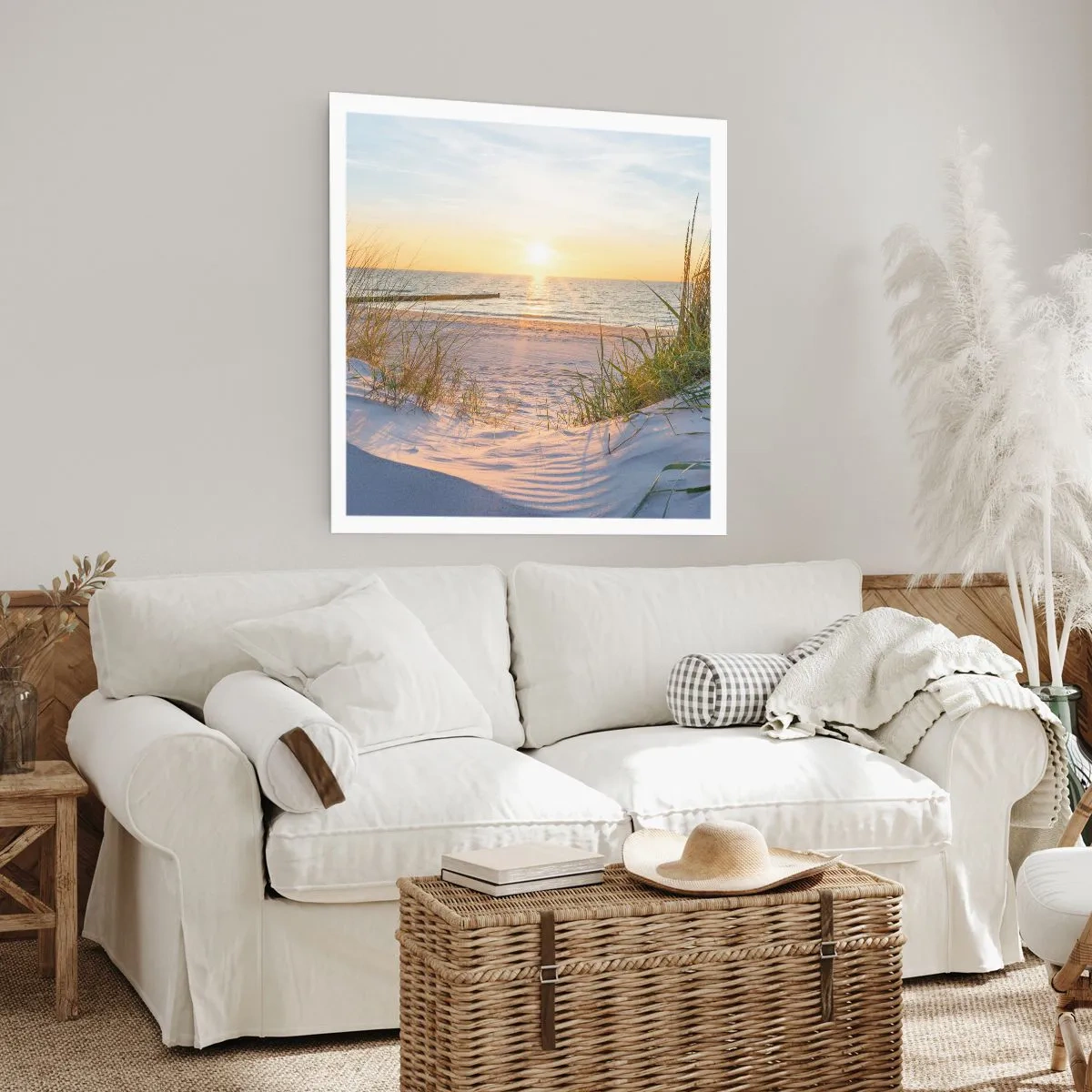 Plakát - Šumění moře, zpěv ptáků, divoká pláž uprostřed trávy… - 30x30 cm