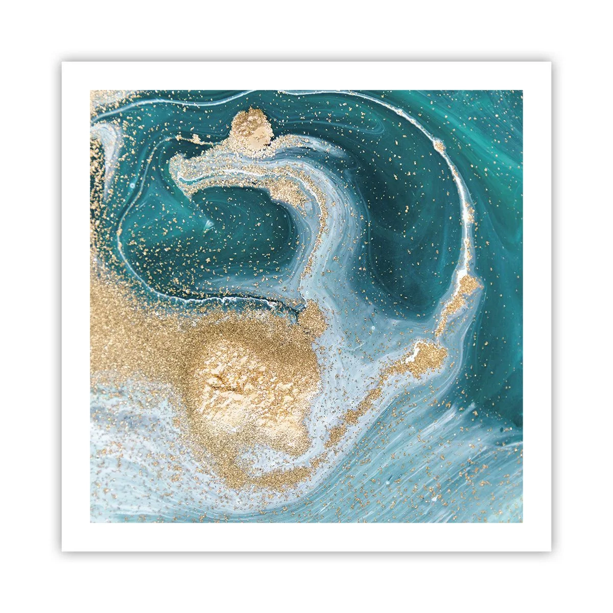 Plakát - Vír zlaté a tyrkysové - 60x60 cm