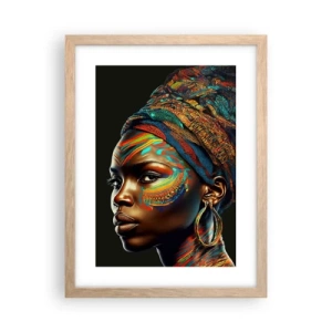 Plakát v rámu světlý dub - Africká královna - 30x40 cm