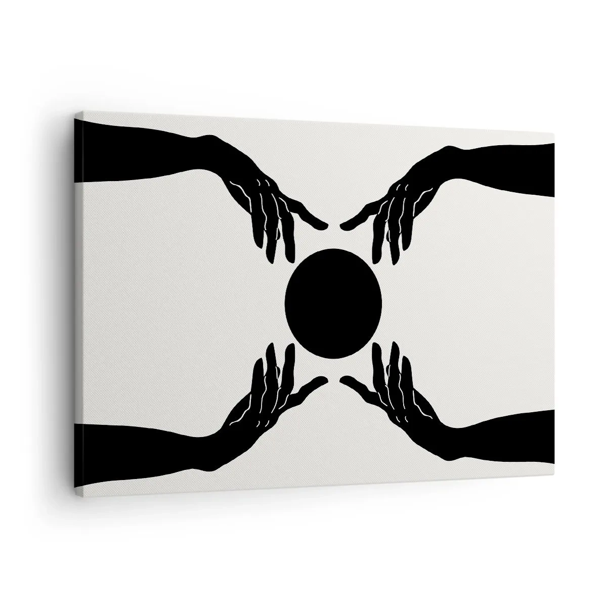 Obraz na plátně - Černé ruce v symetrické kompozici s míčem - 70x50cm - Tajné znamení - Moderní nástěnná dekorace do obývacího pokoje a ložnice ARTTOR
