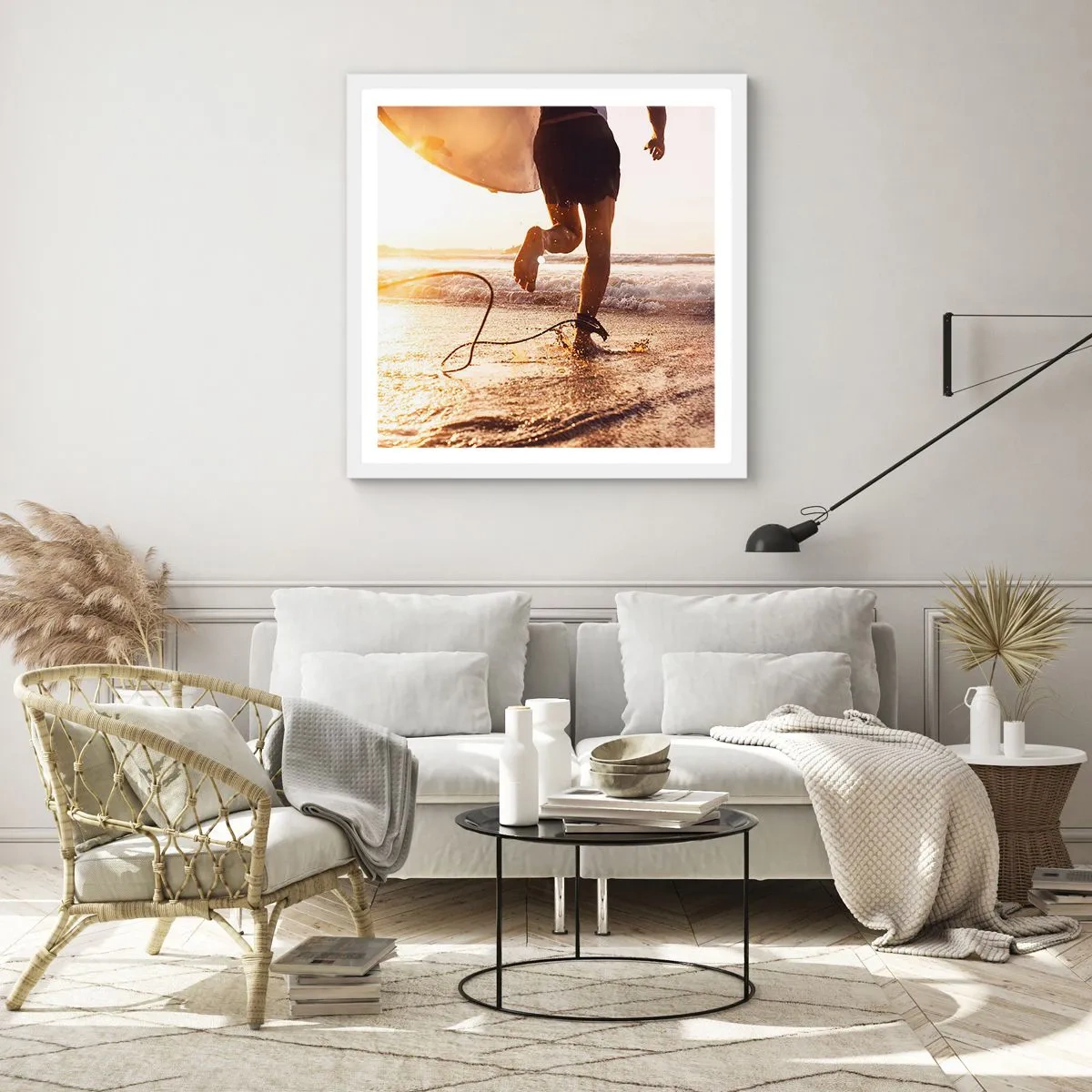 Plakát v bílém rámu - Vstříc vlně - 60x60 cm