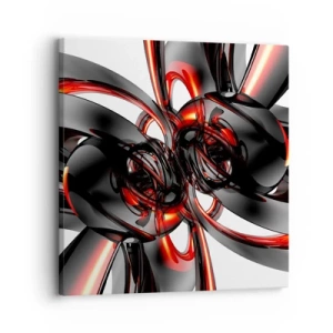 Obraz na plátně - Pohyb v grafitové a červené - 30x30 cm