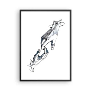 Plakát v černém rámu - Abstraktní ruce v umělecké kompozici čar a barev - 50x70cm - Dobré gesto - Moderní nástěnná dekorace do obývacího pokoje a ložnice ARTTOR