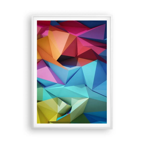 Plakát v bílém rámu - Duhové origami - 70x100 cm