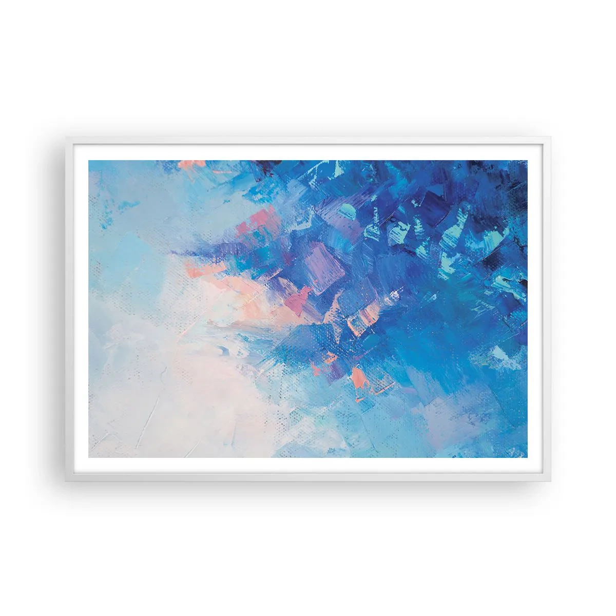 Plakát v bílém rámu - Zimní abstrakce - 100x70 cm