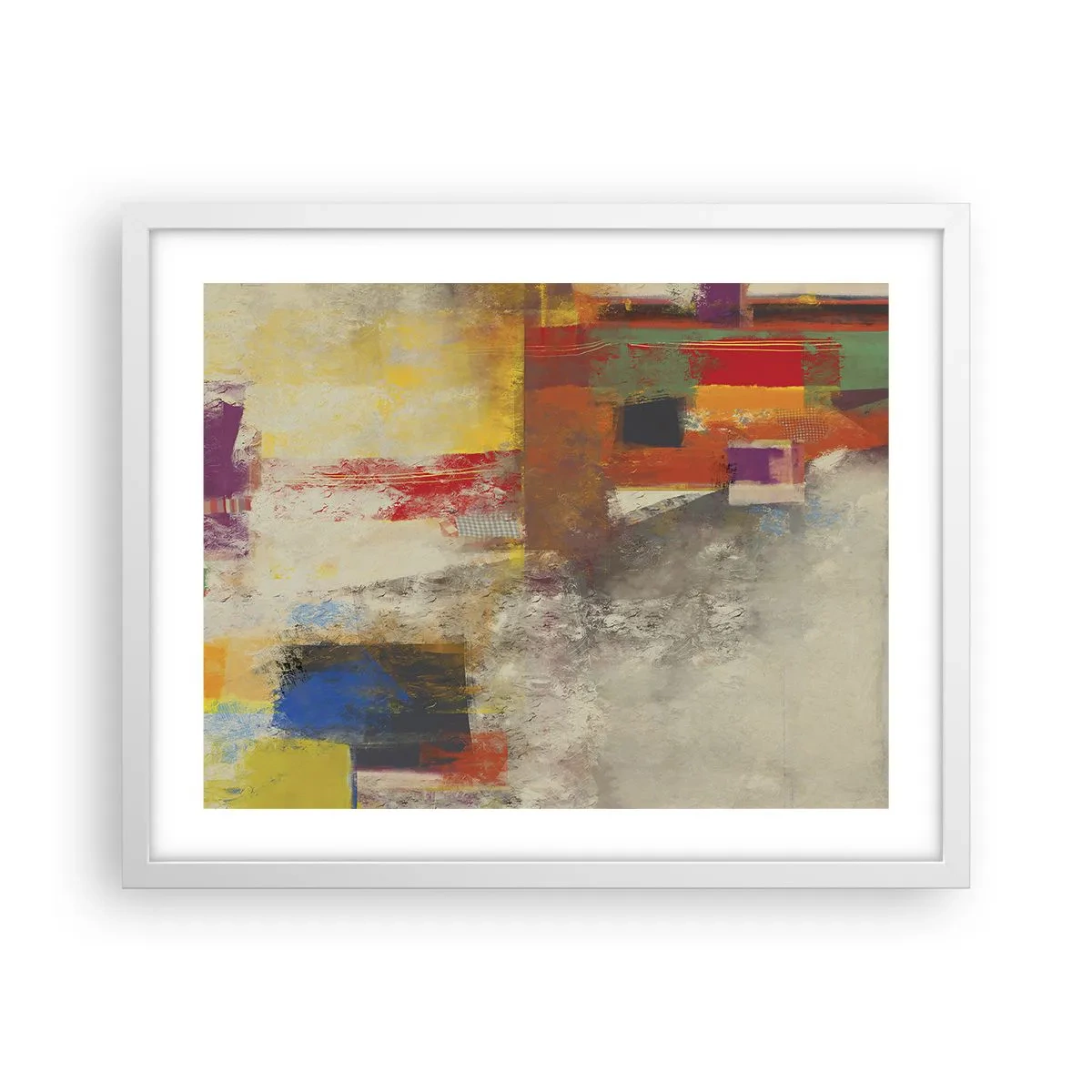 Plakát v bílém rámu - Geometrie barev - 50x40 cm