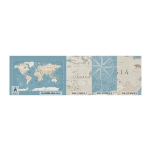 Vzor Fototapety Premium Canvas - Svět na dosah ruky - Mapa světa, Vinobraní, grunge - 100x30 cm