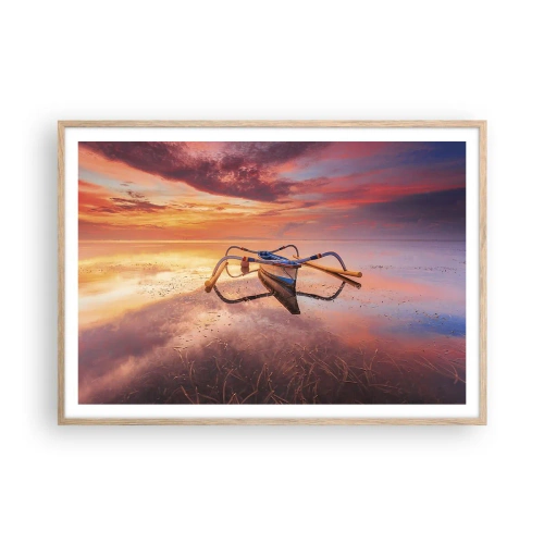 Plakát v rámu světlý dub - Klid tropického večera - 100x70 cm