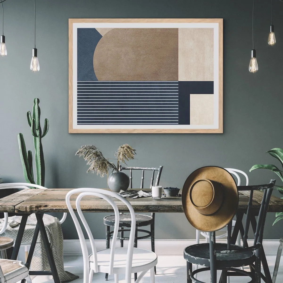 Plakát v rámu světlý dub - Kompozice jednoduchosti a kulatosti - 40x30 cm