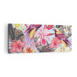 Obraz na plátně - Plátky a pírka - 100x40 cm