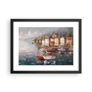 Plakát v černém rámu - Romantický přístav - 40x30 cm