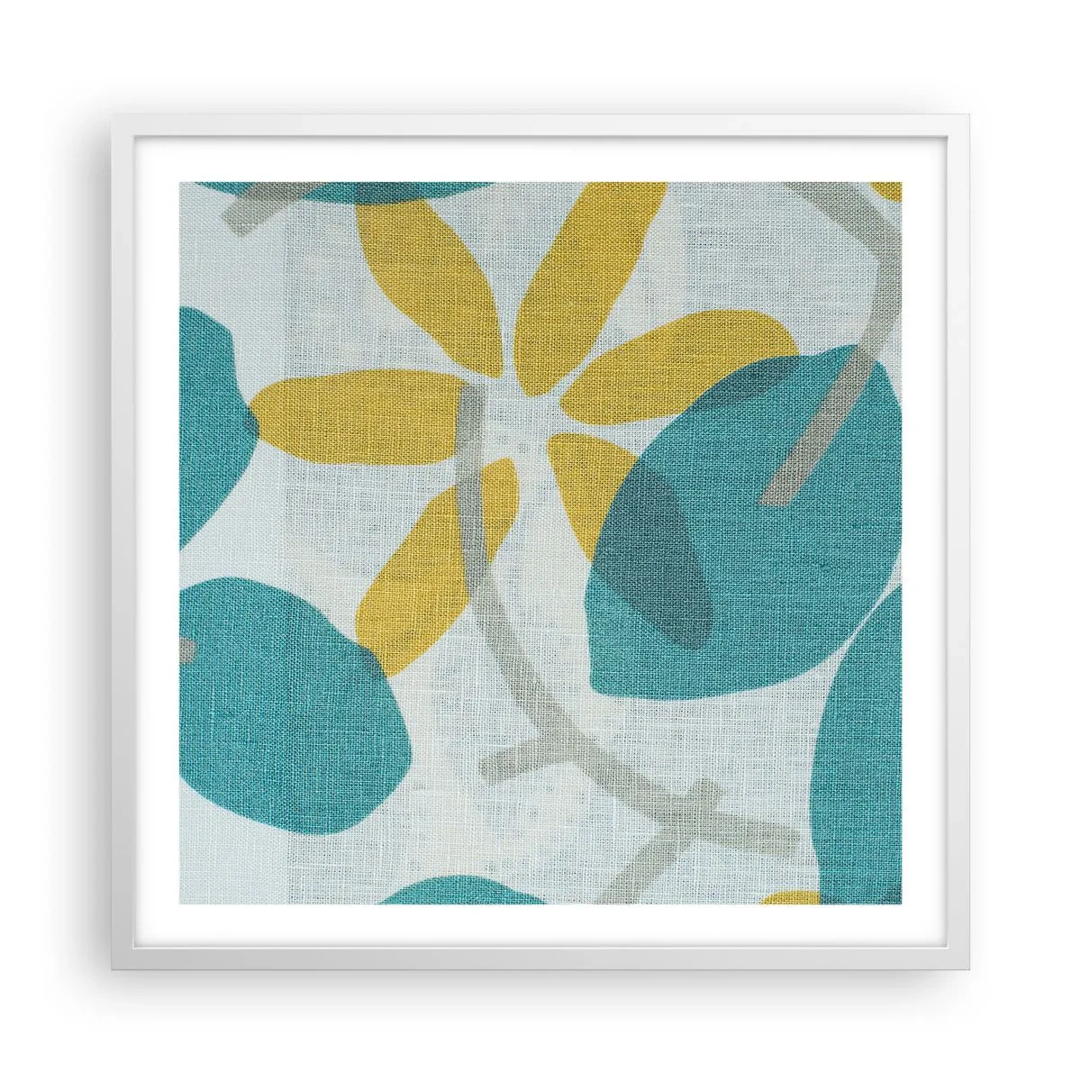 Plakát v bílém rámu - Mezi azurovými listy - 60x60 cm
