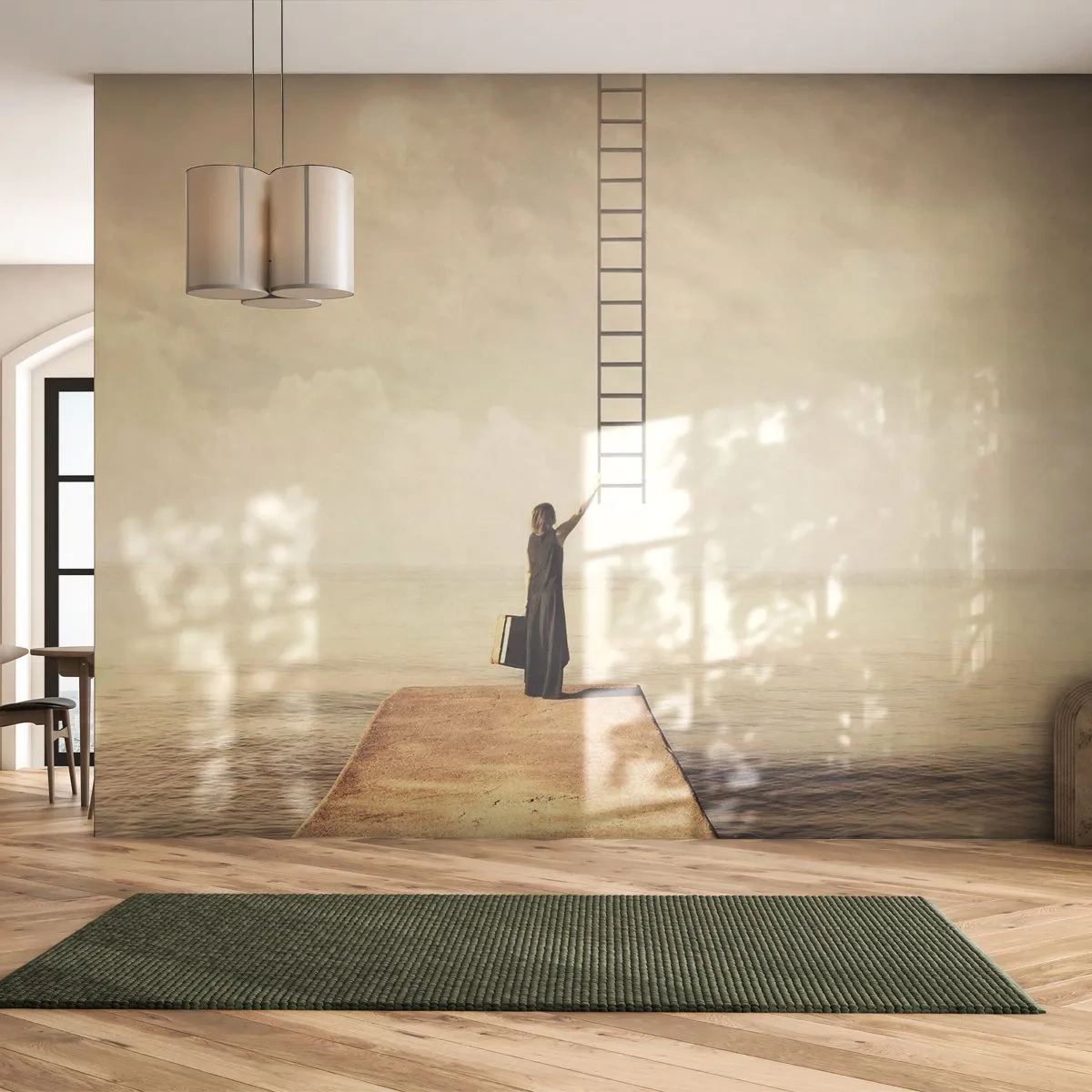 Fototapeta Premium Sand - Magická cesta - Abstrakce, Žena, Žebřík - 300x210 cm