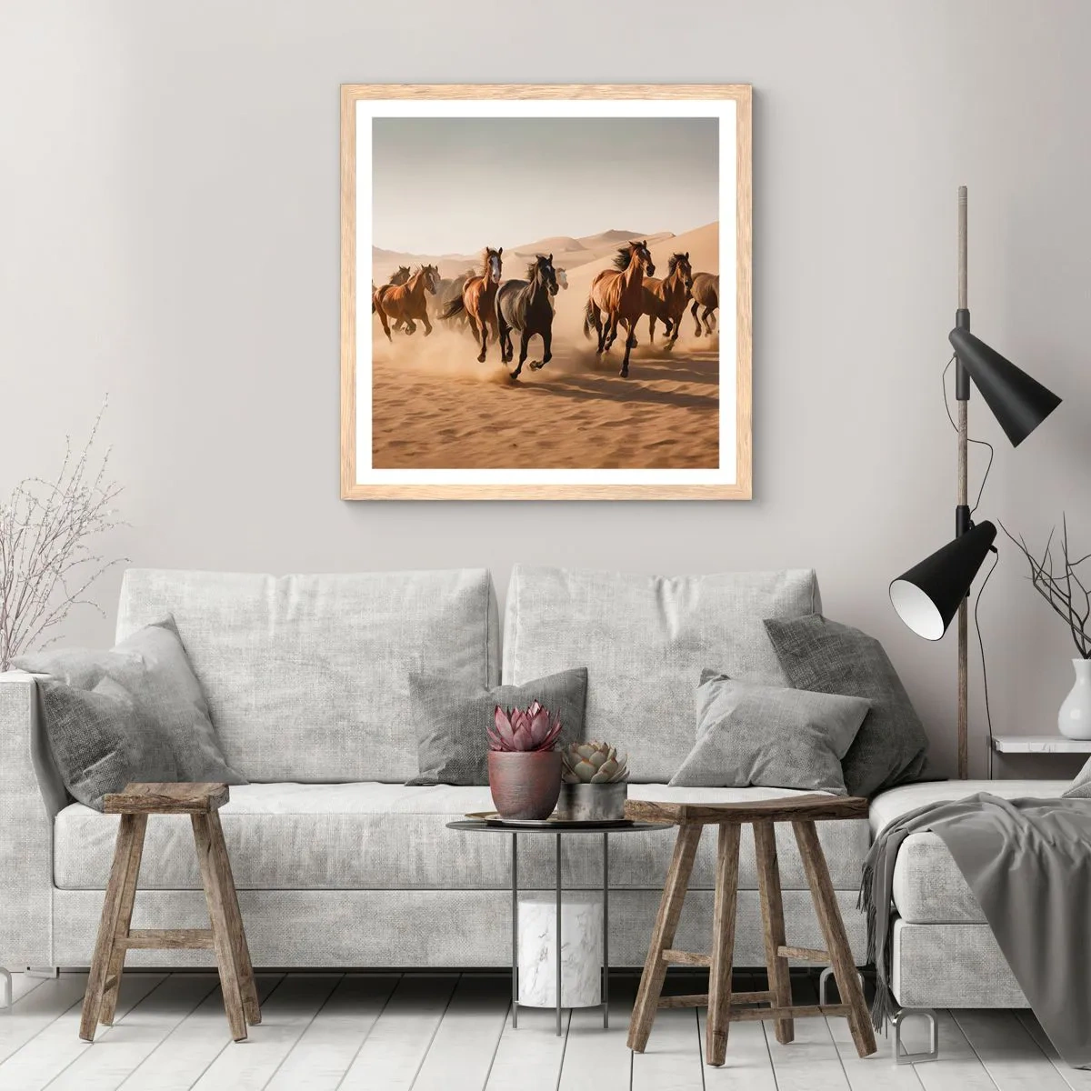 Plakát v rámu světlý dub - Volné jako vítr - 60x60 cm