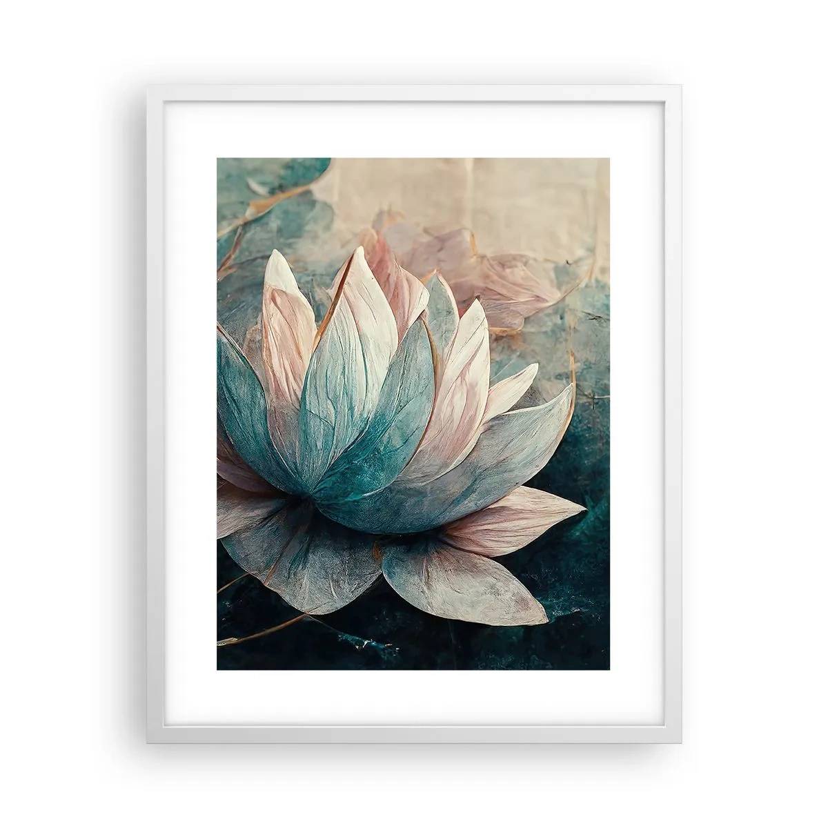 Plakát v bílém rámu - Hvězdy a jezero - 40x50 cm