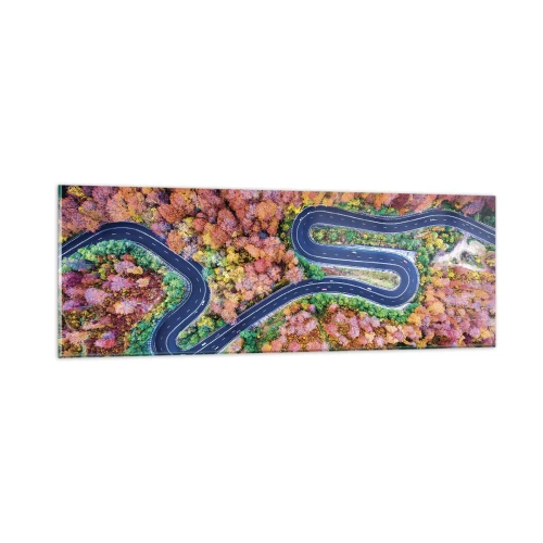 Obraz na skle - Klikatá cesta lesem - 90x30 cm