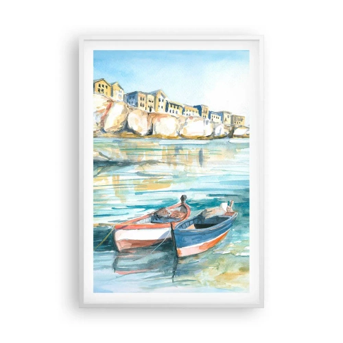 Plakát v bílém rámu - Krajina v modří - 61x91 cm