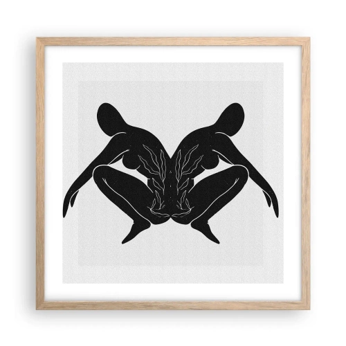 Plakát v rámu světlý dub - Společná duše - 50x50 cm