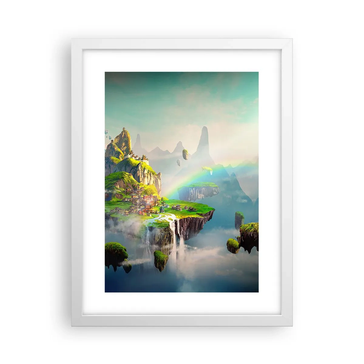 Plakát v bílém rámu - Uprostřed nebe - šťastné ostrovy - 30x40 cm