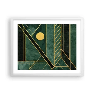 Plakát v bílém rámu - Dynamika zlata a lazuritu - 50x40 cm