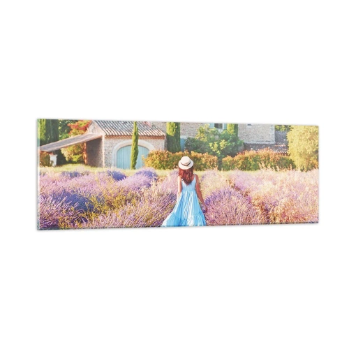 Obraz na skle - Levandulová dívka - 90x30 cm