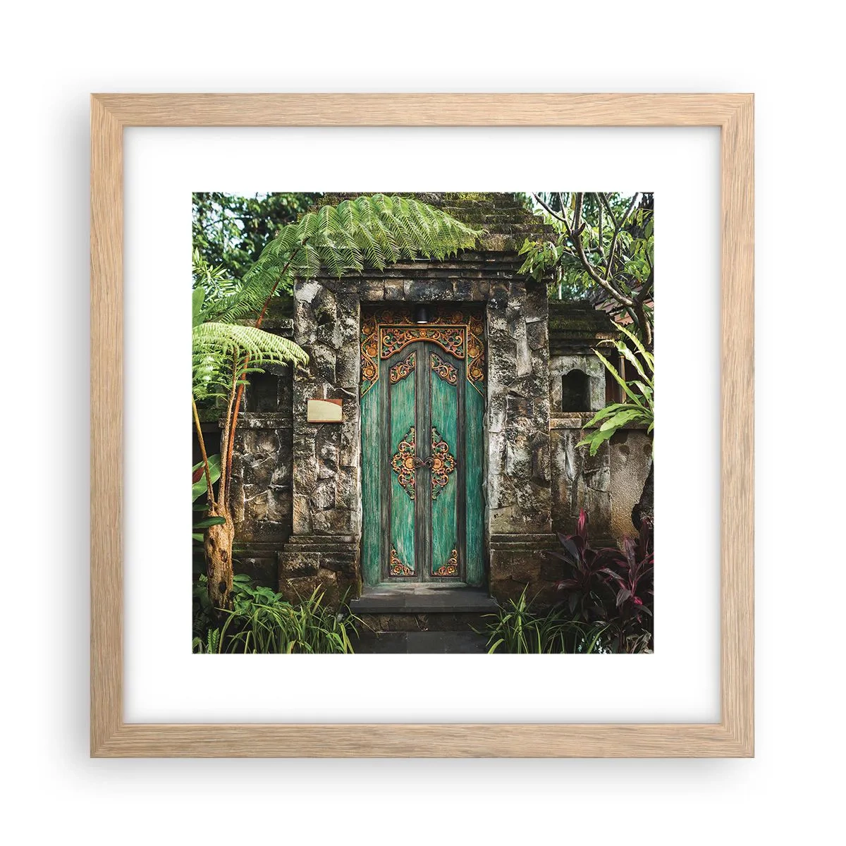Plakát v rámu světlý dub - Dveře do exotického světa - 30x30 cm