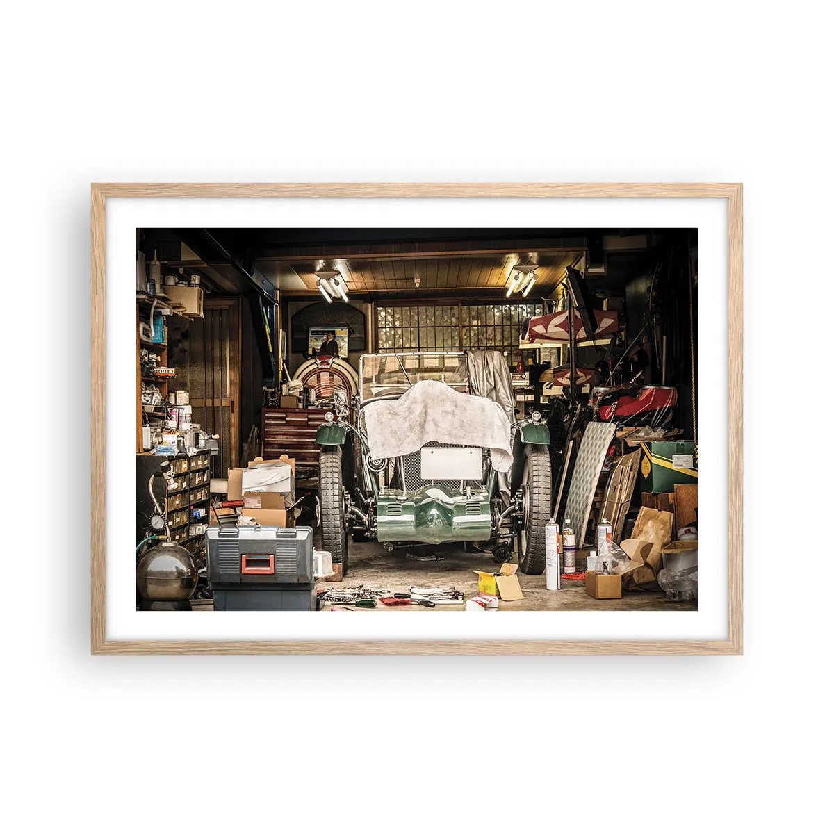 Plakát v rámu světlý dub - Zpět do minulosti - 70x50 cm