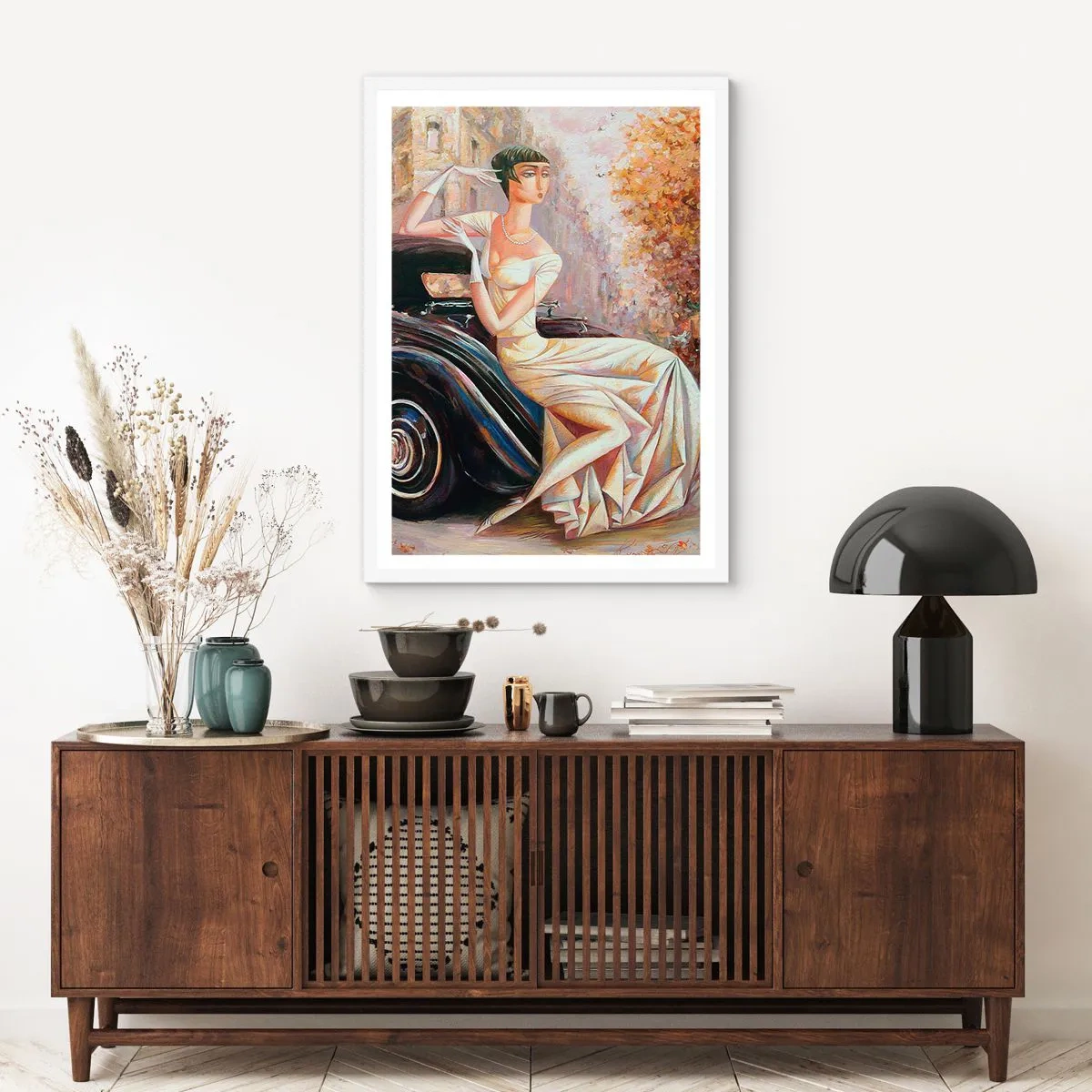 Plakát v bílém rámu - Elegance v retro stylu - 50x70 cm