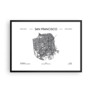Plakát v černém rámu - Anatomie San Francisca - 70x50 cm