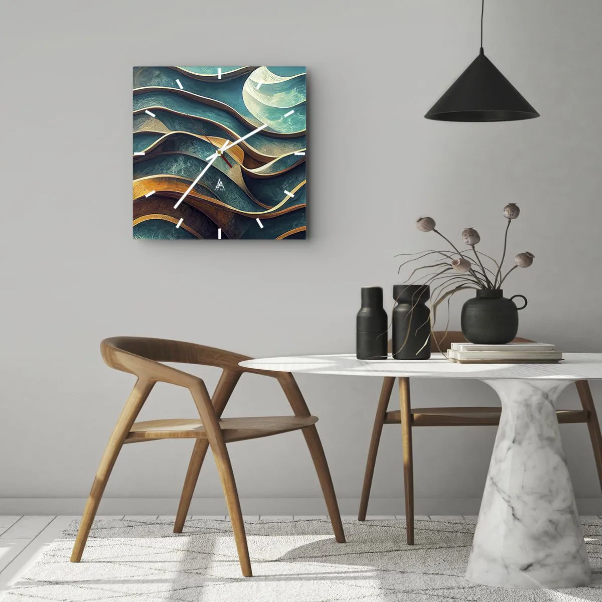 Nástěnné hodiny - Meandry modré - 30x30 cm