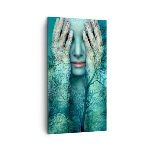 Obraz na plátně - Ponořená do modré - 45x80 cm