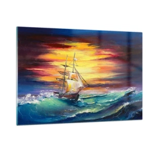 Obraz na skle - Statečně proti vlnám - 120x80 cm