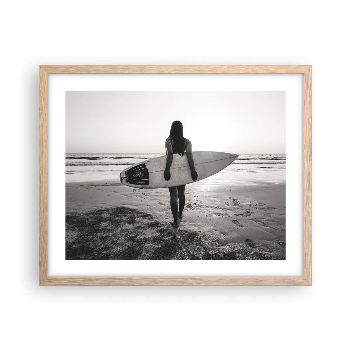 Plakát v rámu světlý dub - Dcera mořské vlny - 50x40 cm