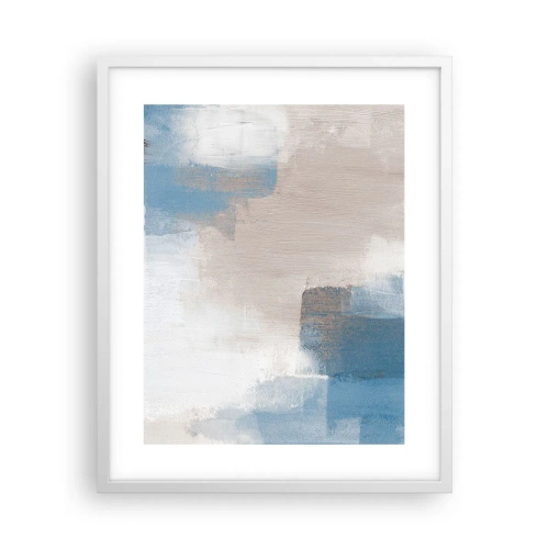 Plakát v bílém rámu - Růžová abstrakce za modrým závojem - 40x50 cm