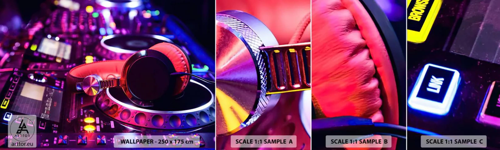 Fototapeta Vzorek Standard Eco - Než začne zábava - Hudba, Hudební studio, Sluchátka - 100x30 cm