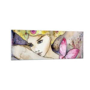 Obraz na skle - Motýlí princezna - 140x50 cm