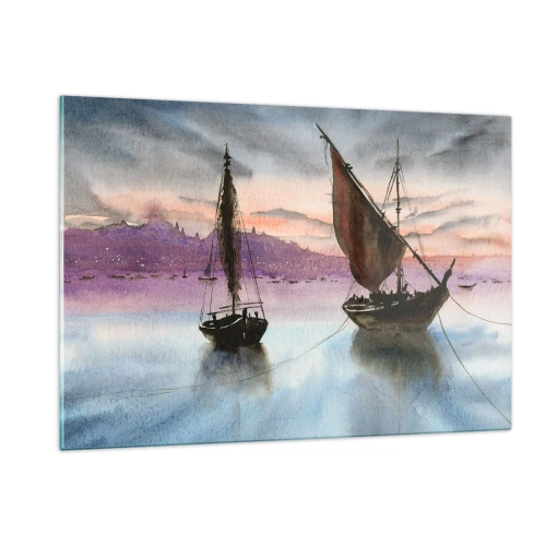 Obraz na skle - Večer v přístavu - 120x80 cm