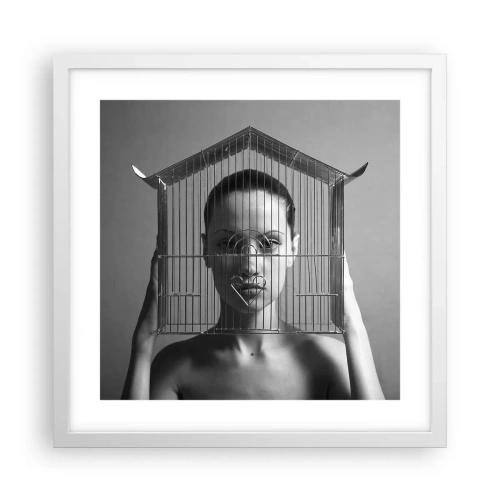 Plakát v bílém rámu - Tak trochu surrealistický portrét - 40x40 cm