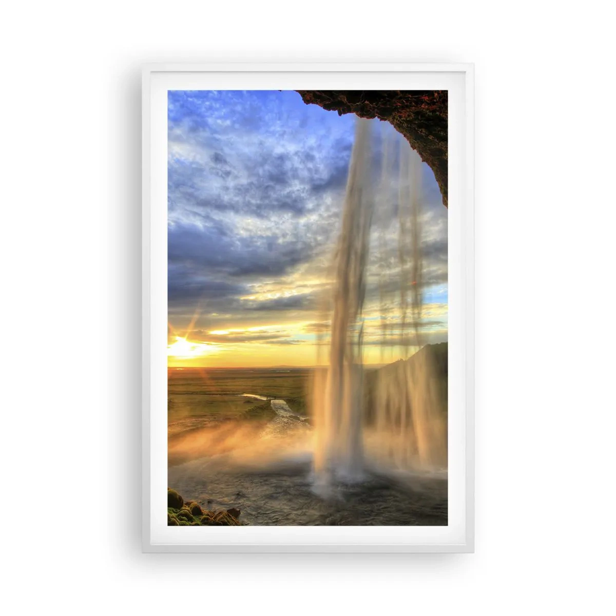 Plakát v bílém rámu - Svět za závojem kapek - 61x91 cm