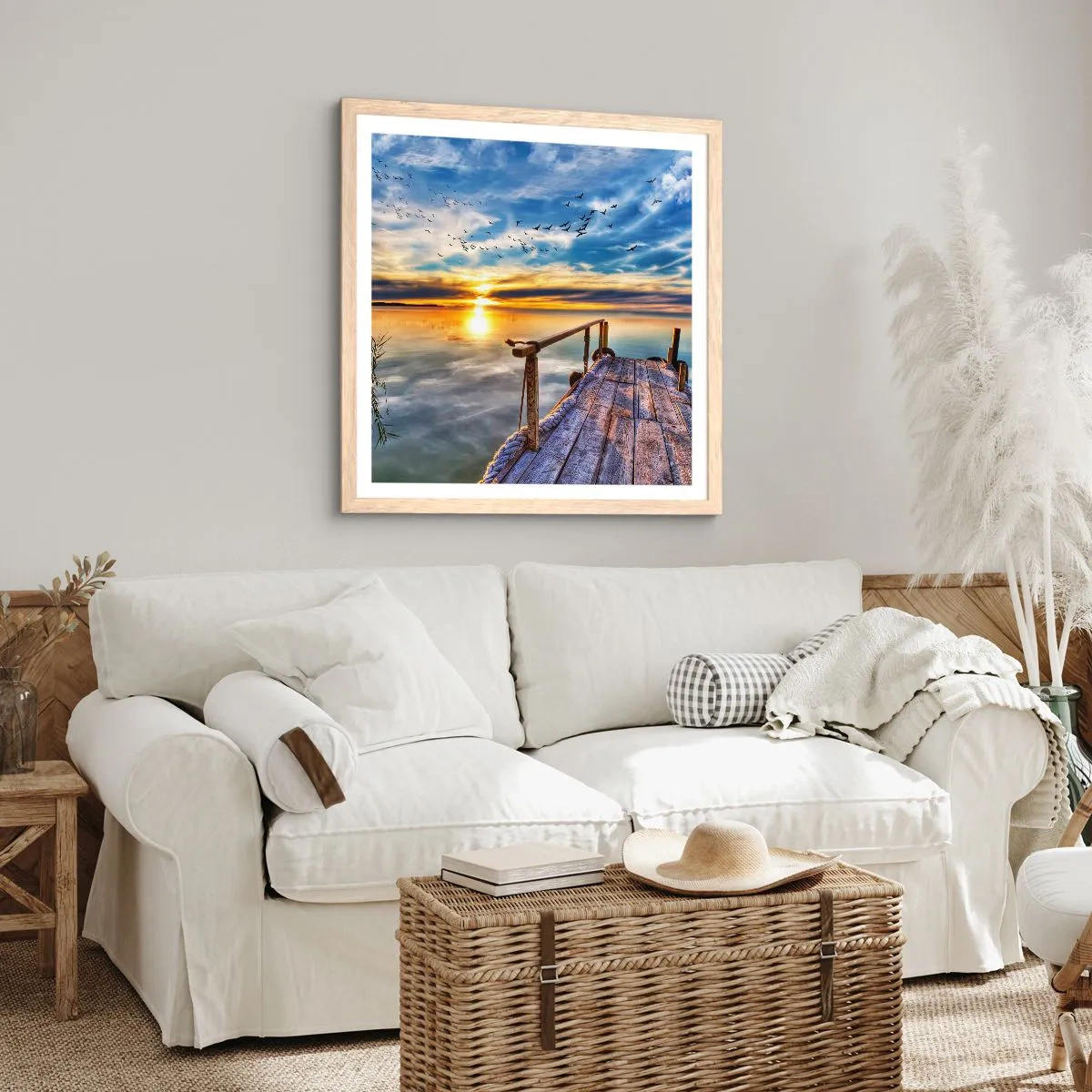 Plakát v rámu světlý dub - Vítr jde odpočívat - 60x60 cm