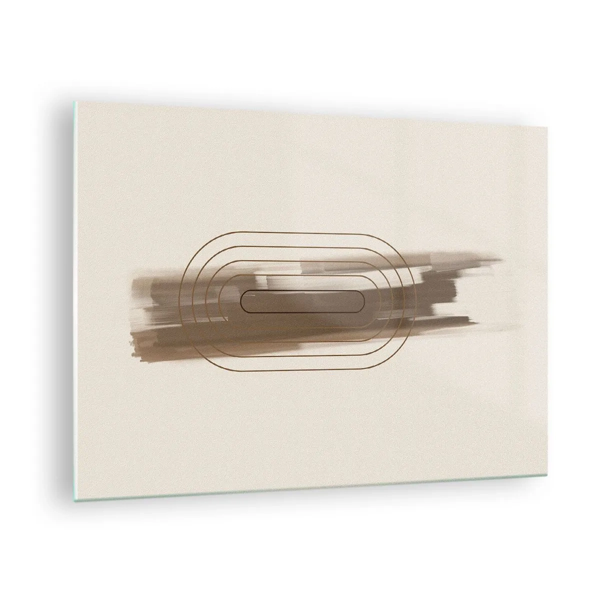 Obraz na skle - Abstrakce v odstínech hnědé s minimalistickým vzorem - 70x50cm - Závan šedi - Moderní nástěnná dekorace do obývacího pokoje a ložnice ARTTOR