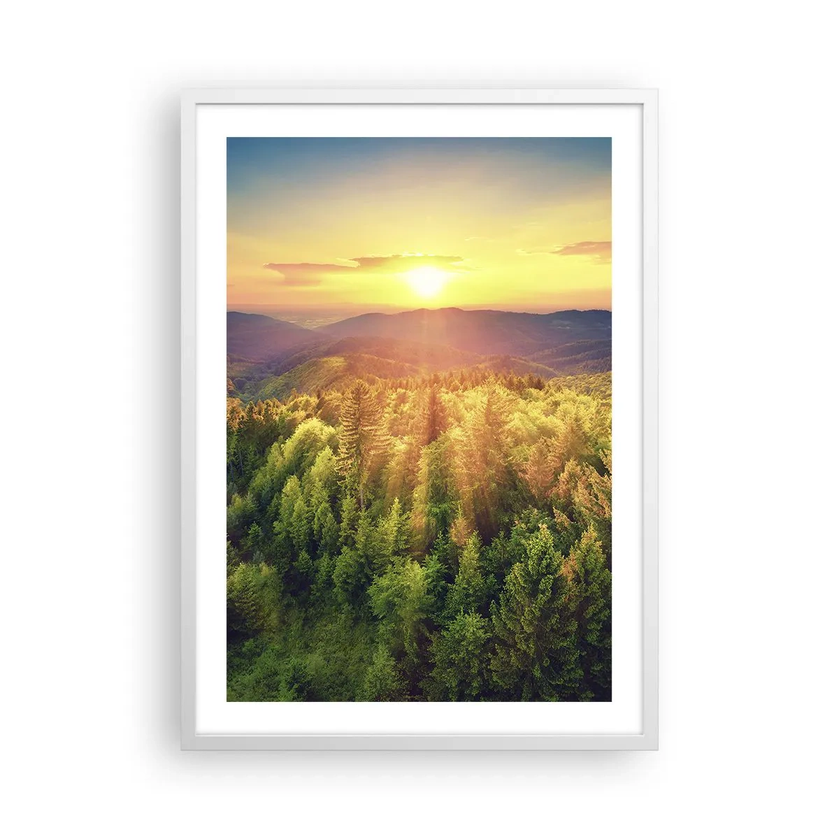 Plakát v bílém rámu - Vrcholky a vrcholy - 50x70 cm