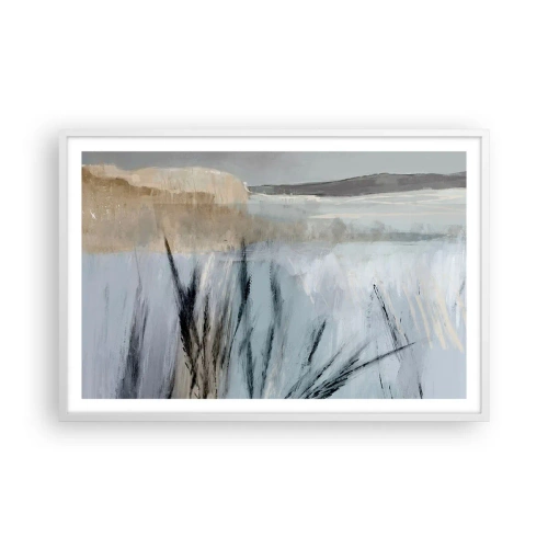 Plakát v bílém rámu - Zimní pole - 91x61 cm