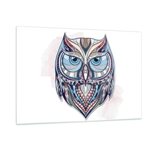 Obraz na skle - Umělecká ozdobná sova - 120x80 cm