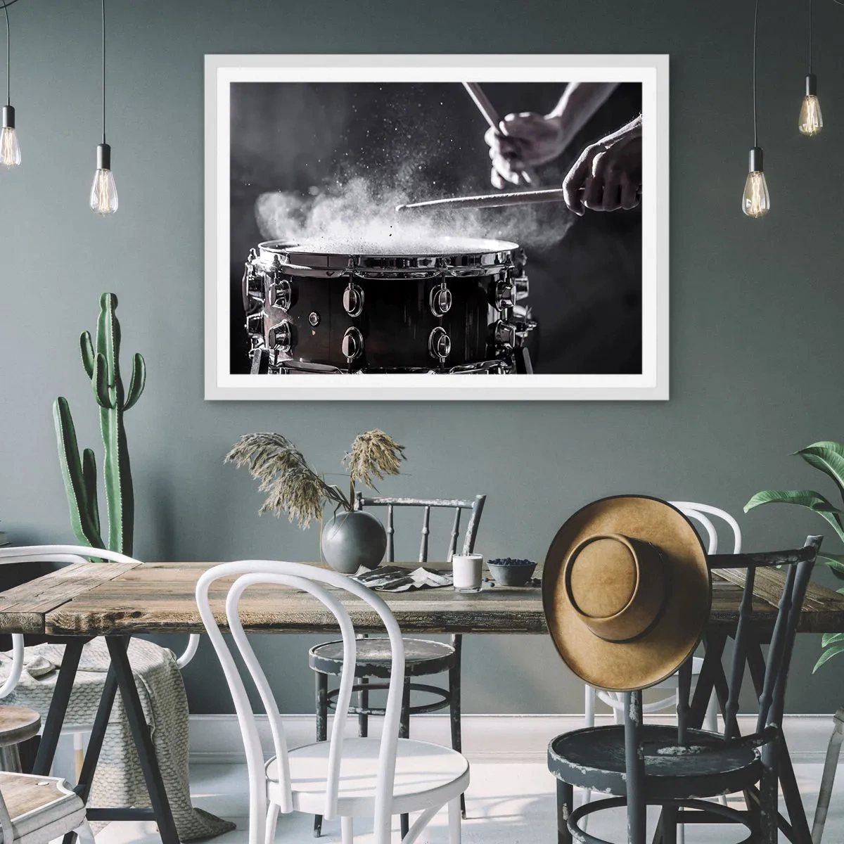 Plakát v bílém rámu - Puls hudby - 91x61 cm