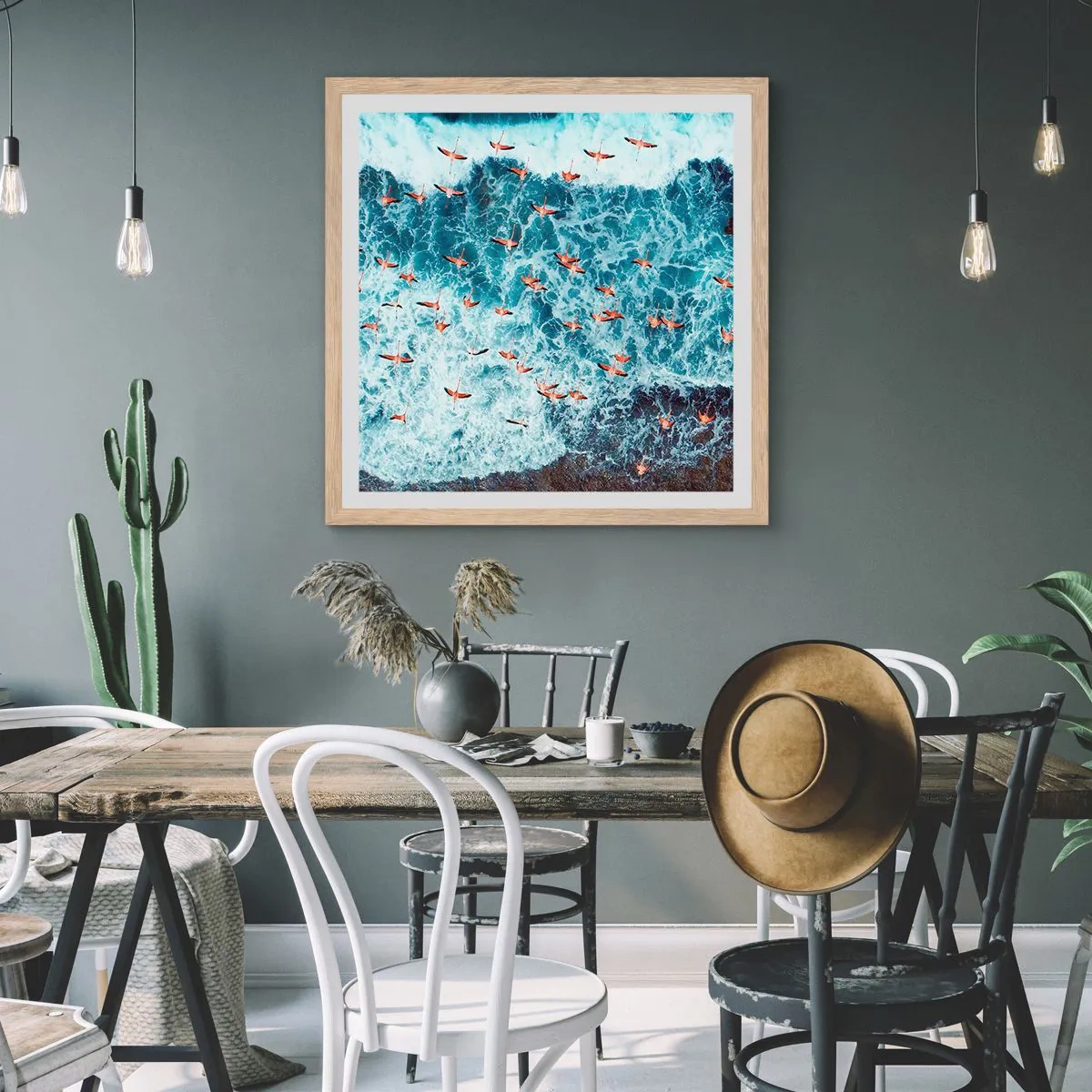 Plakát v rámu světlý dub - Přímořský průvod - 50x50 cm