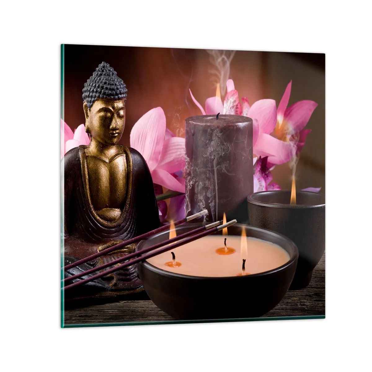 Obraz na skle - Očistit mysl, uklidnit tělo - 40x40 cm